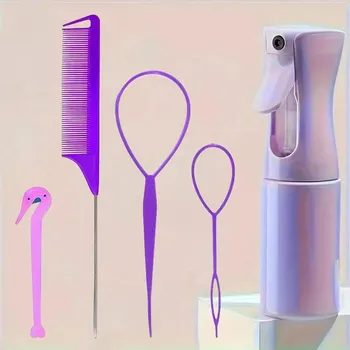 Kadeřnické nůžky Kadeřnická sada kartáče styling vlasů | kadeřnické pomůcky - Fialové 5 ks