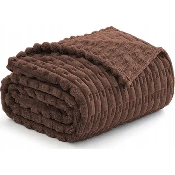 deka PROUŽKOVANÁ DEKA "HNĚDÁ" PŘEHOZ Z FLEECU NA POSTEL 160x200 TEPLÁ SILNÁ