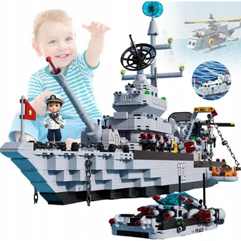 ostatní stavebnice STAVEBNICE 814 DÍLKŮ VÁLEČNÁ LOĎ 6v1 CRUISER HRAČKA VZDĚLÁVACÍ