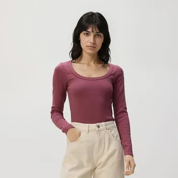 Dámské tričko Reserved - Bavlněné tričko s dlouhými rukávy - světle fialová - ZQ827-34X - ZQ827-34X-L