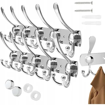 Věšák 2 ORGANIZÉRY VĚŠÁK NA ZEĎ S PĚTI HÁČKY DO KOUPELNY A PŘEDSÍNĚ KOVOVÝ