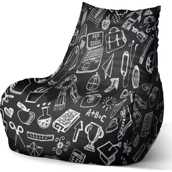 Sedací pytel Sedací vak Bean Černobílá škola - Sablio - 60 x 70 x 70 cm