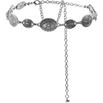 Opasek Retro kovový dámský ozdobný pásek | doplněk - Stříbro