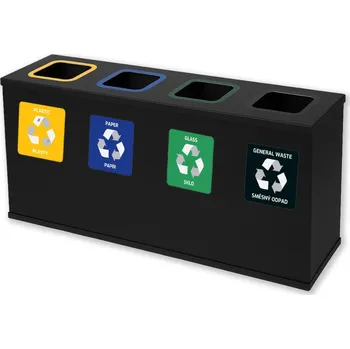 Odpadkový koš Alda Sestava na tříděný odpad Eko Station Mini, 4 x 12L, lakovaná ocel, černá