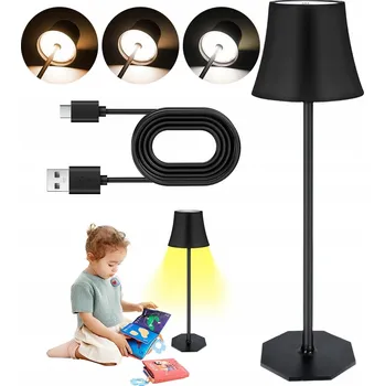 Lampička DOTYKOVÁ STOLNÍ LAMPA SMART TOUCH BEZDRÁTOVÁ ZAHRADNÍ IP54 ČERNÁ USB