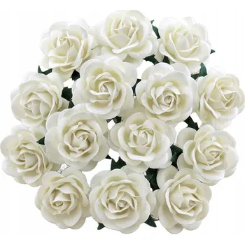 umělá květina PAPÍROVÉ KVĚTY RŮŽIČKY bílé 35mm - 25 ks