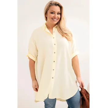 Dámská košile Dámská košile Plus Size z viskózy s delším zadním dílem žlutá UNI