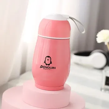 Termoska Dětská nerezová termoska s brčkem | dětský termohrnek - Růžový