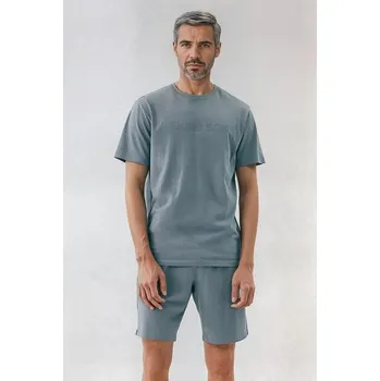 Pánské pyžamo Krátké pánské pyžamo Daft modré M - Dárková krabička