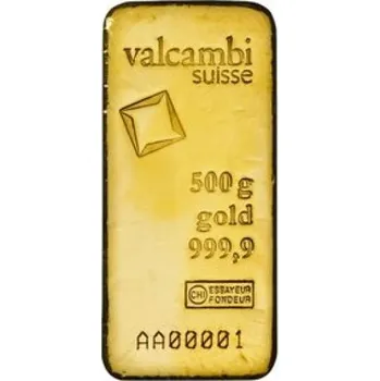 Sběratelství Zlatý slitek Valcambi 500 g gegossen (ryzost 999,9