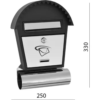 Železářství Schránka poštovní (250x350x50mm) nerez/černá, max. 12 formát listu: B6, leštěná nerez /AISI430