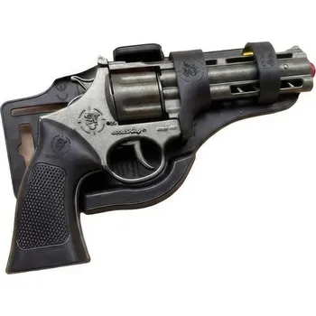 Dětská zbraň Kovový revolver serie 017 na kapslíkové kotoučky antracit s pouzdrem