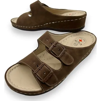 Dámské pantofle Dámské hnědé nadměrné pohodlné pantofle KOKA Barva: Hnědá, Velikost: 38