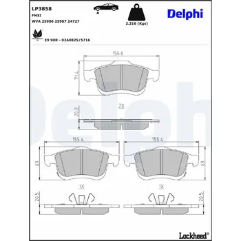 Autodíl Sada brzdových destiček, kotoučová brzda DELPHI LP3858