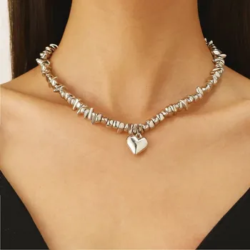 Náhrdelník Retro náhrdelník srdce růžový kámen | šperk - 9206 , 39 cm