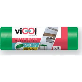 Drogerie Vigo pytle na tříděný odpad, 60 l, 60x80 cm, LDPE, zelené, 10 ks, 30 µm
