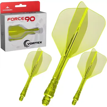 Příslušenství pro šipky Mission letky Force 90 Vortex Neon Yellow No.6, Velikost Short