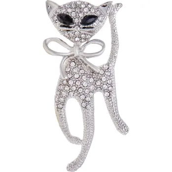 Brož Brož kočka se zirkony čiré barvy 9001685-4