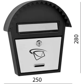 Poštovní schránka DOPRODEJ Poštovní schránka (250x280x50mm) nerez / černá, max. formát listu: B6, le