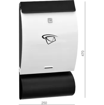 Železářství Schránka poštovní, (250x470x65mm) nerez/černá, max. 12 formát listu: C4, leštěná nerez /AISI430