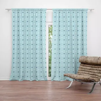 Závěs Sablio Závěsy Srdce na modré: 2 ks - 140x250 cm - Sablio