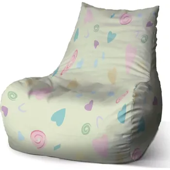 Sedací pytel Sedací vak Bean Srdíčka a spirály XL - Sablio - 60 x 70 x 70 cm