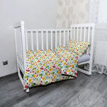 Povlečení Sablio Mikroplyšové povlečení do dětské postýlky Kojenecké láhve a srdíčka - 100x135 / 40x60