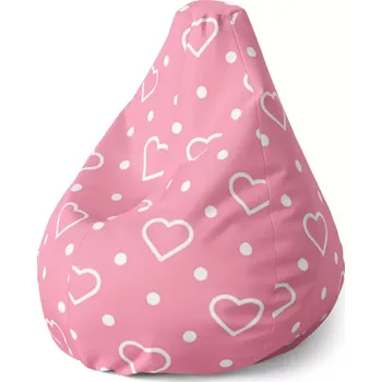 Sedací pytel Sedací vak Pear Srdce a tečky - Sablio - 70 x 95 x 15 cm