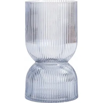Váza Váza LIMPID skleněná žebrovaná modrá 20 cm HOMLA
