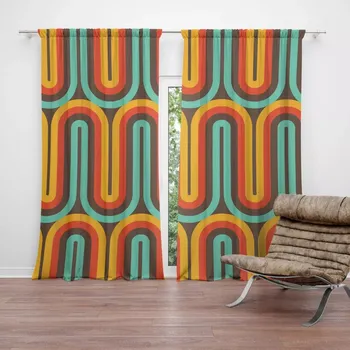 Závěs Sablio Závěsy Retro vlny: 2ks 140x250cm