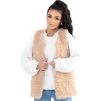 Dámská Vesta s Háčkovým Zapínáním Imitace Ovčí Kožešiny