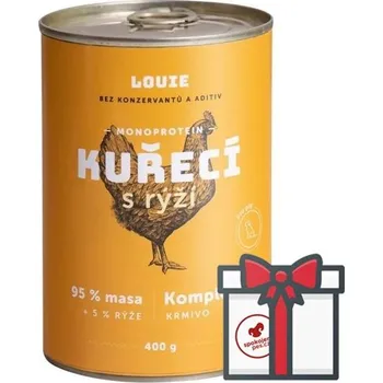 Krmivo pro psa Louie konzerva kuřecí s rýží SET 4x 400 g + Louie vývar 400 g ZDARMA
