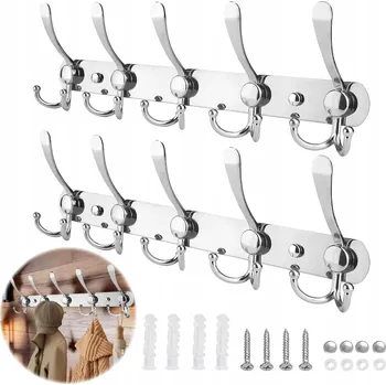 Věšák 2x Nástěnný věšák s 5 háčky na oblečení ze slitiny zinku - Asistent skladu