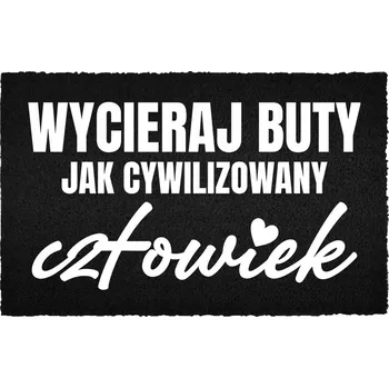 Rohožka VCHODOVÁ ROHOŽKA 40X60 ČERNÁ KOKOSOVÁ S VTIPEM "CIVILIZOVANÝ ČLOVĚK"