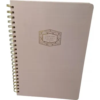 Blok Kroužkový Blok A4 120 listů tvrdé desky růžový linkovaný