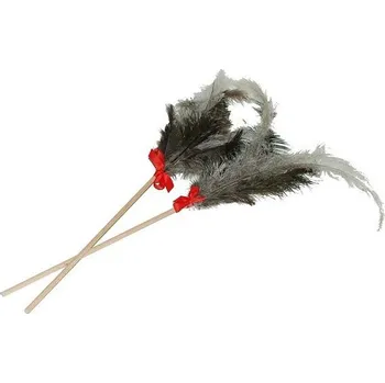 Hračka pro kočku O'lala Pets vábnička s pštrosím peřím MIX barev 70 cm