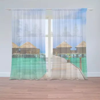 Záclona Sablio Záclony Bungalovy na moři: 2 ks - 150x250 cm - Sablio