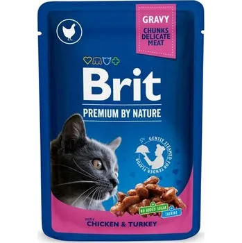Krmivo pro kočku Brit Premium Cat kapsička Chicken & Turkey SET 24x 100 g