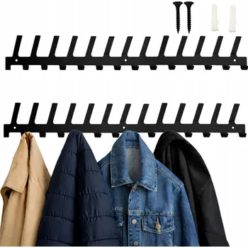 Věšák Nástěnný věšák na oblečení, klíče, bundy, 14 háčků, 73 cm, černý