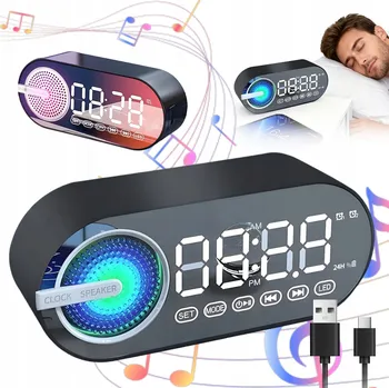 Budík LED BUDÍK SE ZRCADLOVÝM DISPLEJEM, BLUETOOTH REPRODUKTOR, RGB, FM RÁDIO