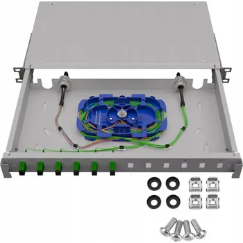 Rozvaděč Optická rozvodnice Šuplík RACK 19" 1U 12xSC Simplex Šedá