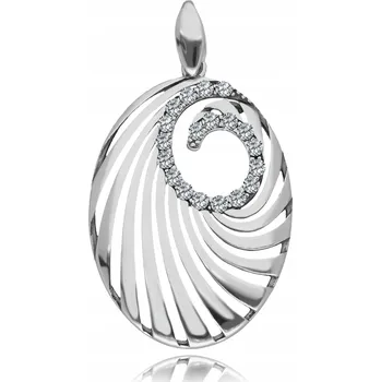 Přívěsek POSTŘÍBŘENÝ PŘÍVĚSEK S RÓDIEM OVÁL SE ZIRKONY