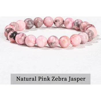 Šperk Minerální korálkový náramek obsidián fluorit jaspis | šperk - Růžový zebrový jaspis , 6mm