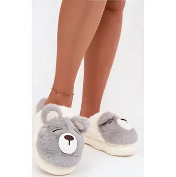 Dámské pantofle Boto Kožešinové pantofle s motivem medvěda Galine Barva: Stříbrná, Velikost: 38/39