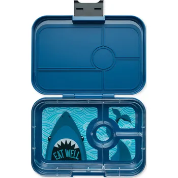 Svačinový box Obědový box TAPAS XL 4 1 l, tmavě modrá / žralok, plast, Yumbox - doprava zdarma od 2999 Kč