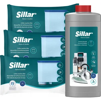 Sada Sillar pro kávovary Saeco / Philips: 3x vodní filtr + odvápňovač 1l
