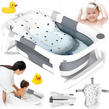 koupací vanička SKLÁDACÍ SILIKONOVÁ VANIČKA S LCD TEPLOMĚREM + POLŠTÁŘ POD HLAVU DO VANY