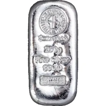 Stříbrný slitek Argor Heraeus 250 g,ražený ,litý