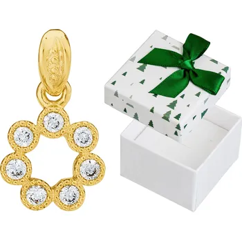 Přívěsek Stříbrný Pozlacený Kulatý Přívěsek se Zirkony Malý Zlatý Přívěsek Kroužek