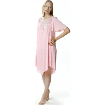 Dámské noční prádlo Noční košile MEWA lingerie , krátký rukáv, pod kolena, velikost 38